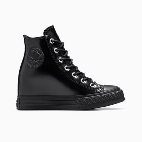 Women's Converse Black Leather Wedge - 11 - NWT - Picture 1 of 2